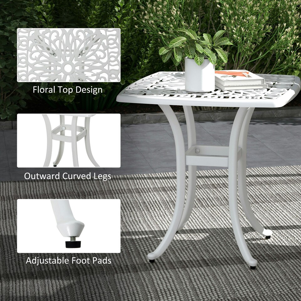 image 1 of Outsunny Cast Aluminium Bistro Table with Umbrella Hole, Bronze Tone