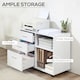 image 3 of HOMCOM Freestanding Printer Stand Unit Office Desk Side Mobile Storage w  Wheels 3 Drawers, 2 Open Shelves Modern Style 80L x 40W x 65H cm - White