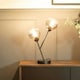 image 1 of ValueLights Aria Black Metal 2 Way Bedside Table Lamp with Smoked Glass Lampshades - Bulbs Included