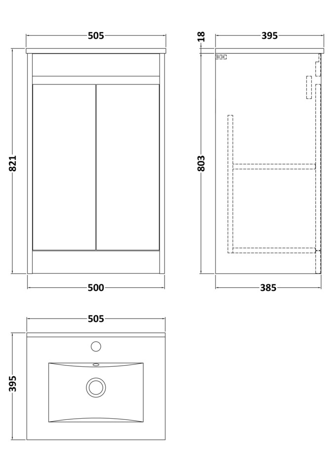 image 1 of Balterley Chartley Contemporary Floor Standing 2 Door Vanity Basin Unit, Minimalist Basin, 500mm, Smoked Red