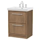 image 1 of Balterley Longnor 2 Drawer Floor Standing Vanity Unit with 3 Tap Hole Traditional Fireclay Basin, Antique Oak, 600mm