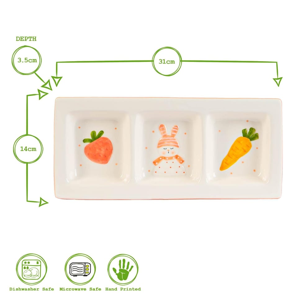 image 1 of Nicola Spring Easter Bunny Snack Plate - 31cm - White | White | White