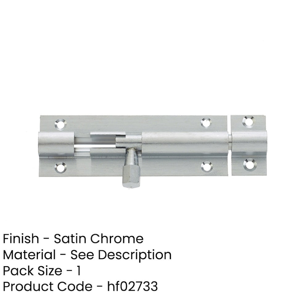 image 1 of Durable Brass Straight Barrel Bolts 152x25mm in Satin Chrome Finish - Door Bolt