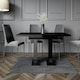 image 4 of Compact Dining Table Extendable 120-160cm Black Gloss Extending Top Pillar Pedestal Leg 6-8 Seater - Gia Pro