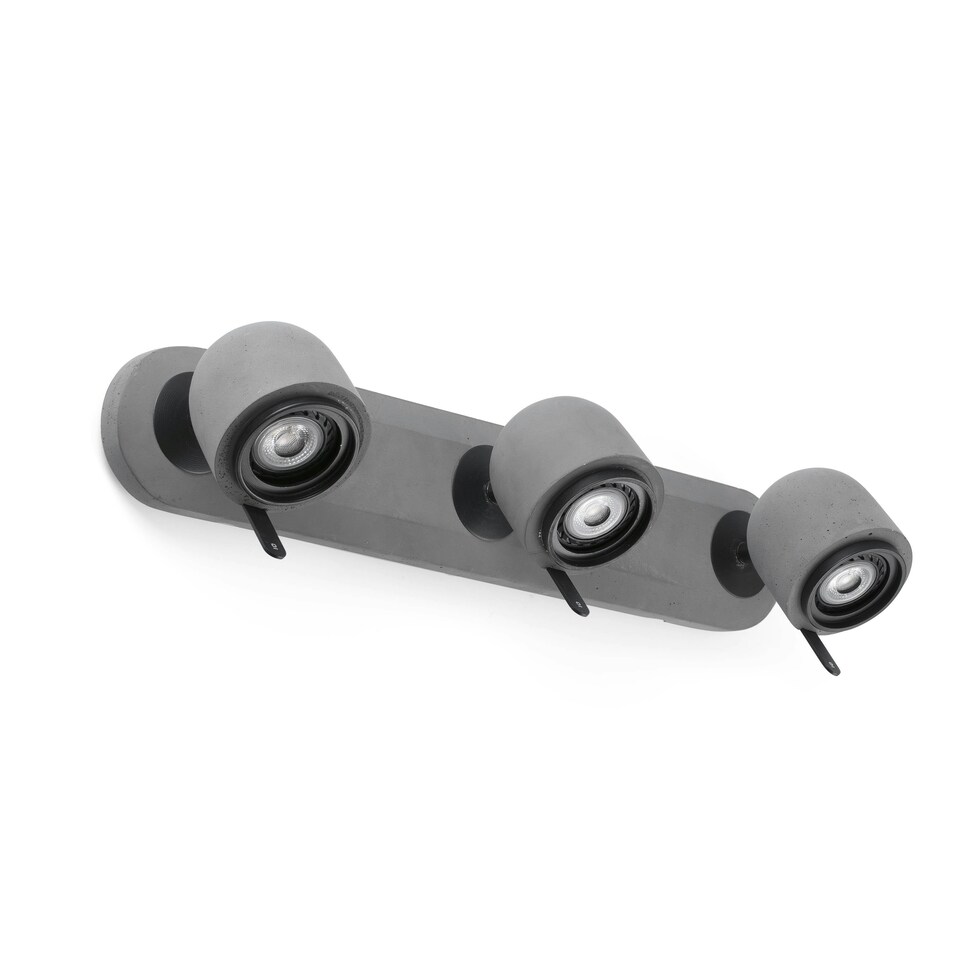 image 1 of Stone 3 Light Indoor Adjustable Wall Spotlight Grey, GU10