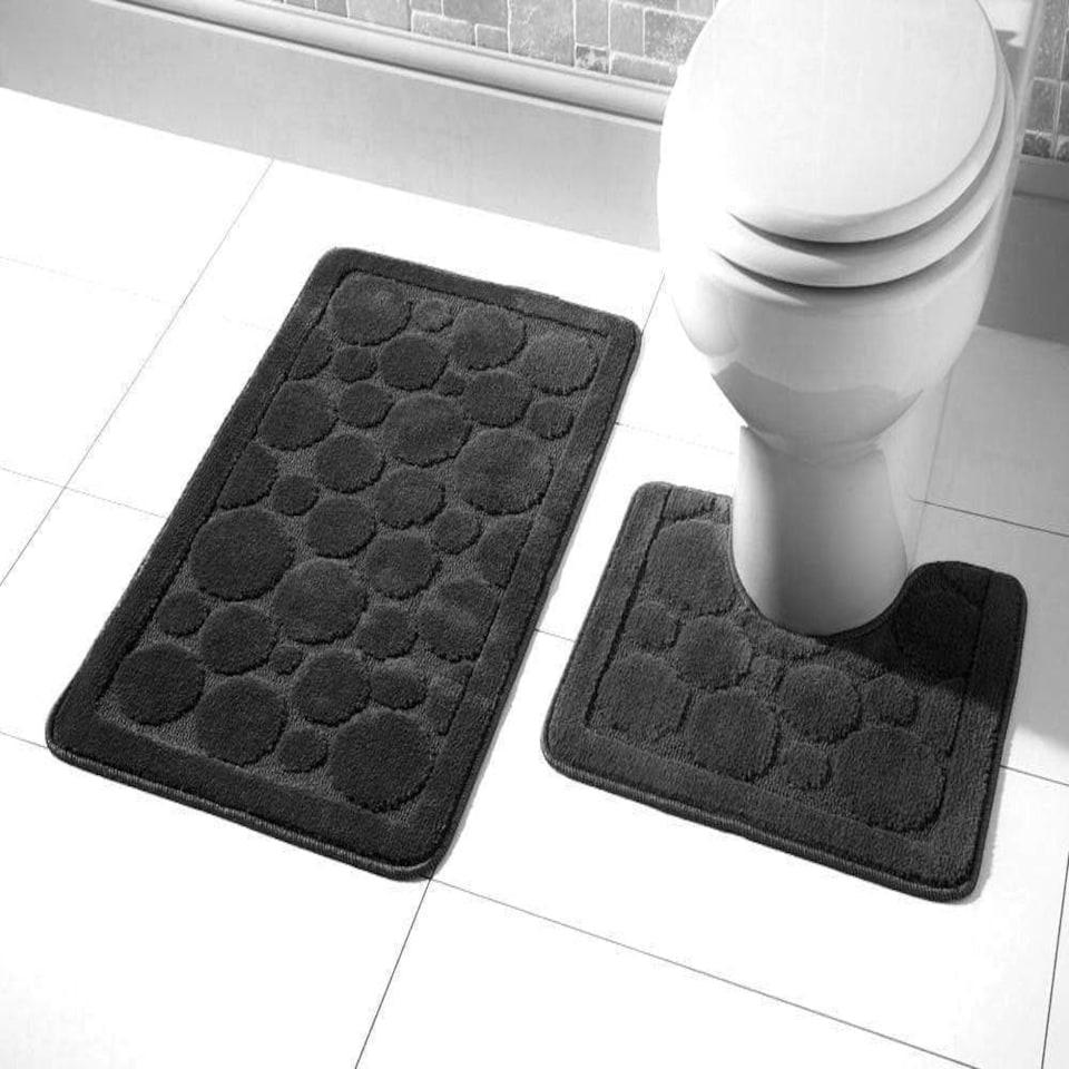Cali Bath Mat Set in Black Black | Black