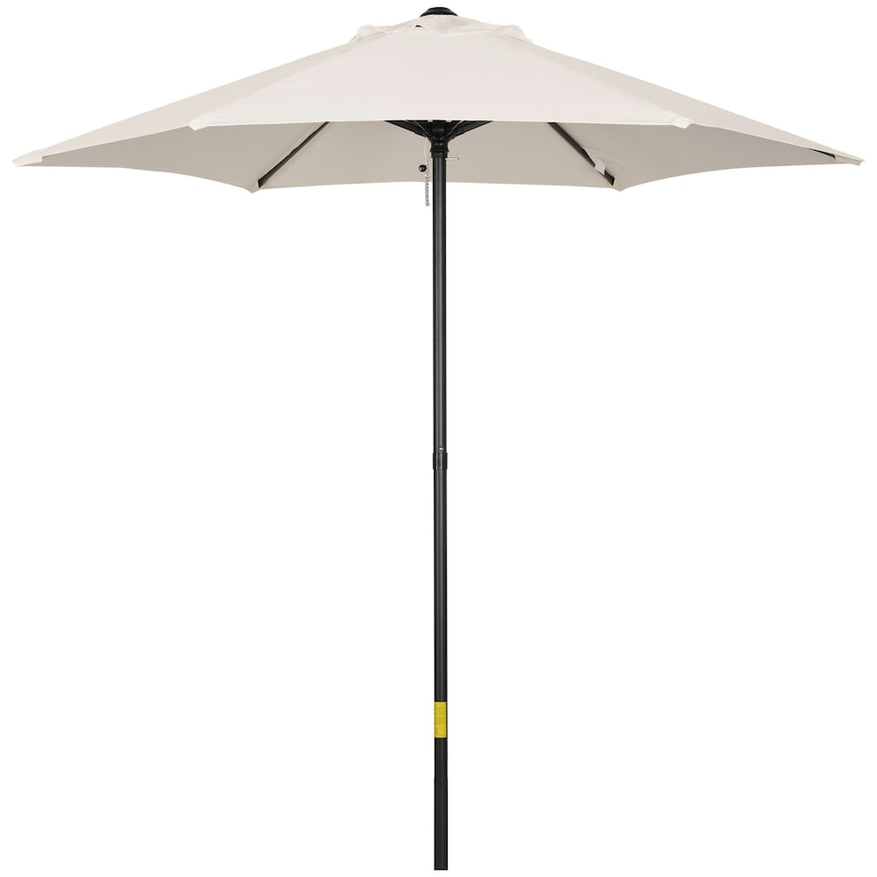 image 1 of Outsunny 2m Parasol Patio Umbrella, Outdoor Sun Shade Cream White