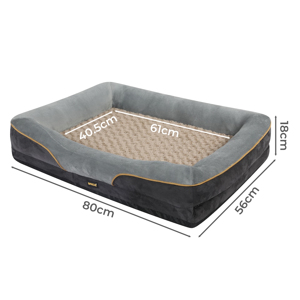 image 1 of Skylos Grey 80cm Orthopedic Dog Bed Memory Foam Washable Pet Puppy Mattress | Grey | 80 x 56cm | One Size