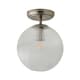 image 1 of ValueLights Kempton Brushed Chrome Ceiling Light Ribbed Globe Shade | Chrome