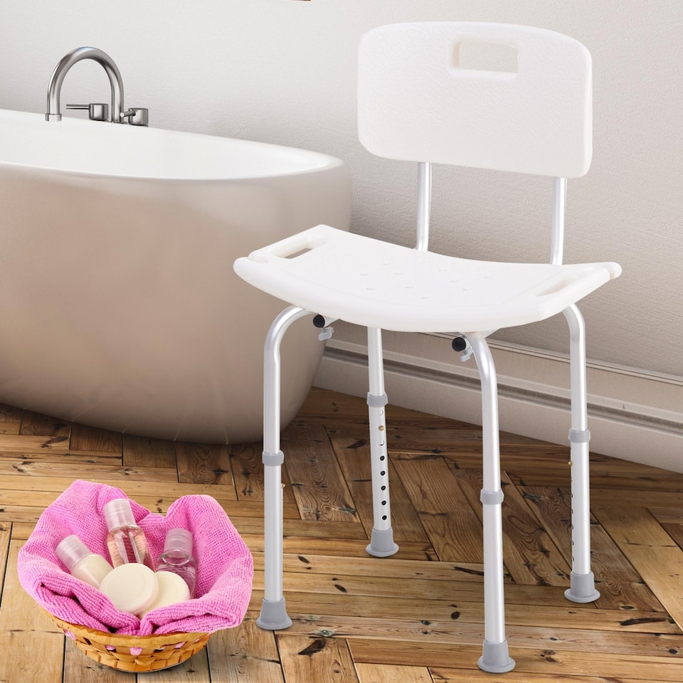 image 1 of HOMCOM Bath Chair Shower Stool Safety Seat Bathroom Adjustable Positions Elderly Aids