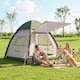 image 2 of Outsunny 3 Man Inflatable Camping Tent w/ 3000mm Waterproof Rainfly | Brown | Beige | 220 x 220 x 200 cm