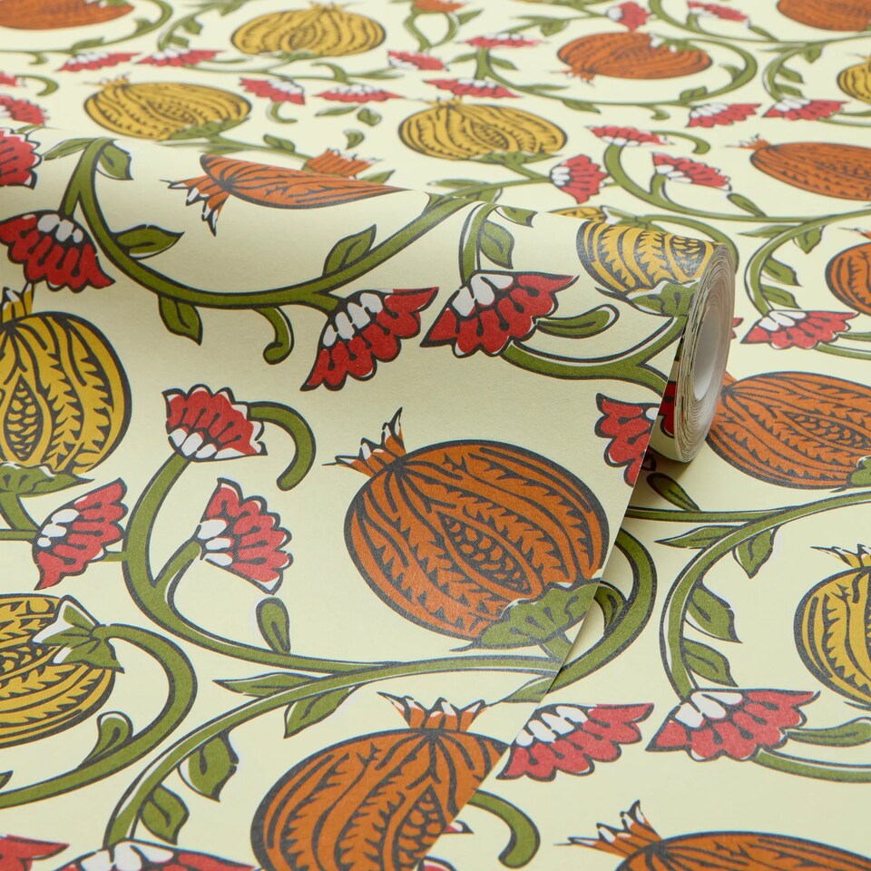 image 1 of Pomegranate Passion Wallpaper in Cream | Cream | Light | 50cm x 10m