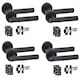 image 1 of Golden Grace 4 Set Linear T-Bar Door Handles with Matt Black Finish with Latch and Ball Bearing Hinges | Black | 4 Set