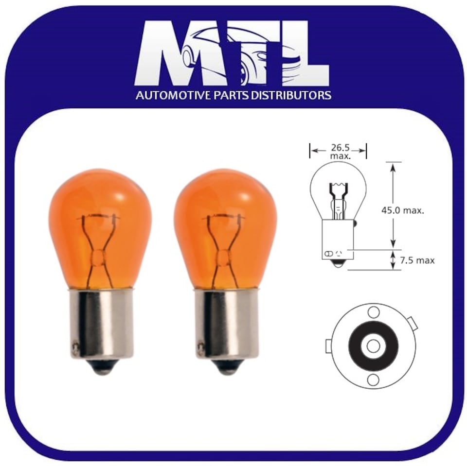 image 1 of Lucas LLB581 PY21W 12V 21W Car Bulb Twin Pack Indicator Marker Signal Light Amber