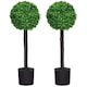 image 6 of HOMCOM Set of 2 Potted Artificial Plants Boxwood Ball Trees Indoor Outdoor, 60cm
