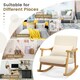 image 8 of COSTWAY Upholstered Rocking Chair Modern Rocker Wood Frame Beige White
