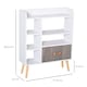 image 5 of HOMCOM Bookcase, Freestanding Book Shelf with Storage Cabinet, 6 Shelves and Wood Legs for Home Office Display, White and Grey, 24D x 71.8W x 90.8H cm