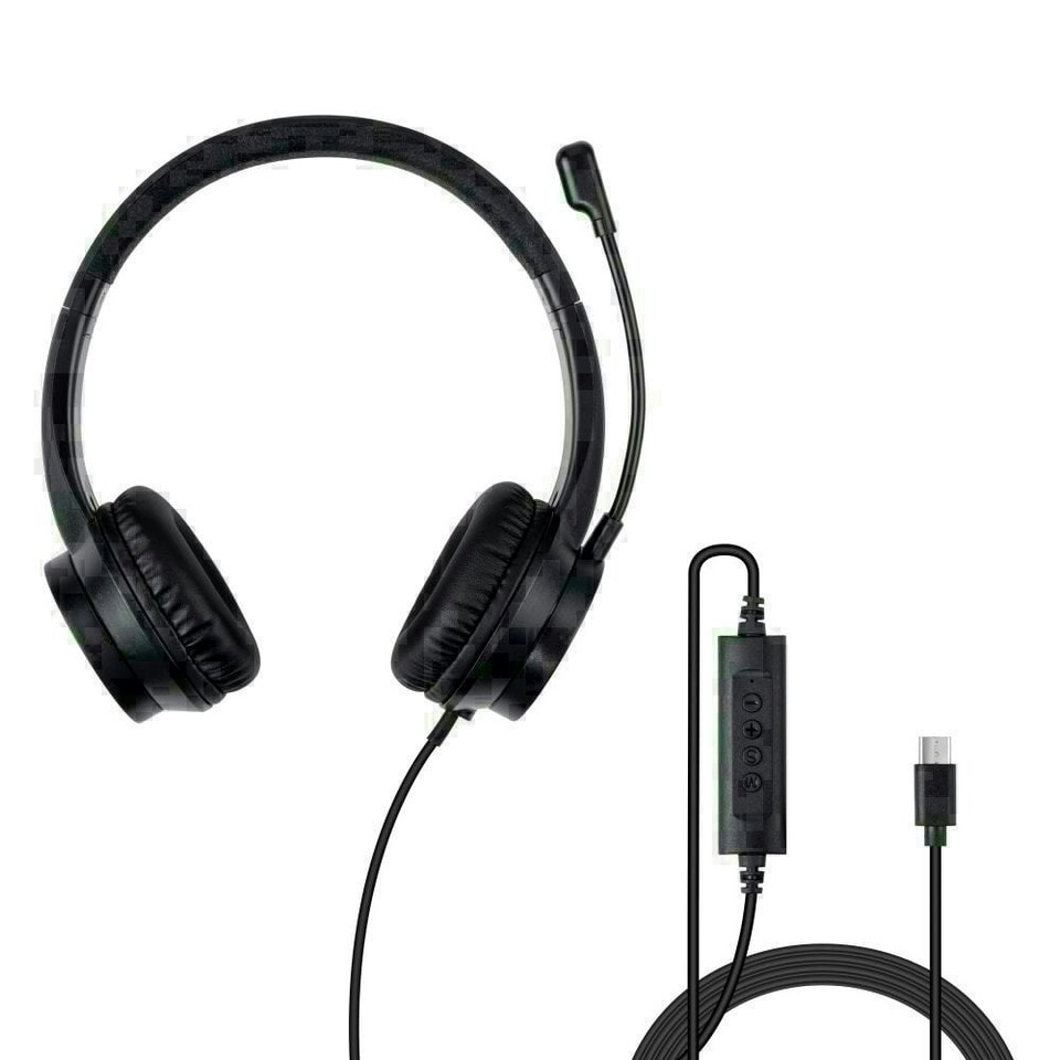 image 1 of USB-C Office Headset with USB A to C Adapter Grey