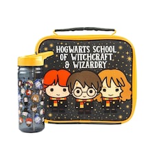 Harry Potter Chibi Lunch Bag and Bottle Set - Black/Yellow - One Size