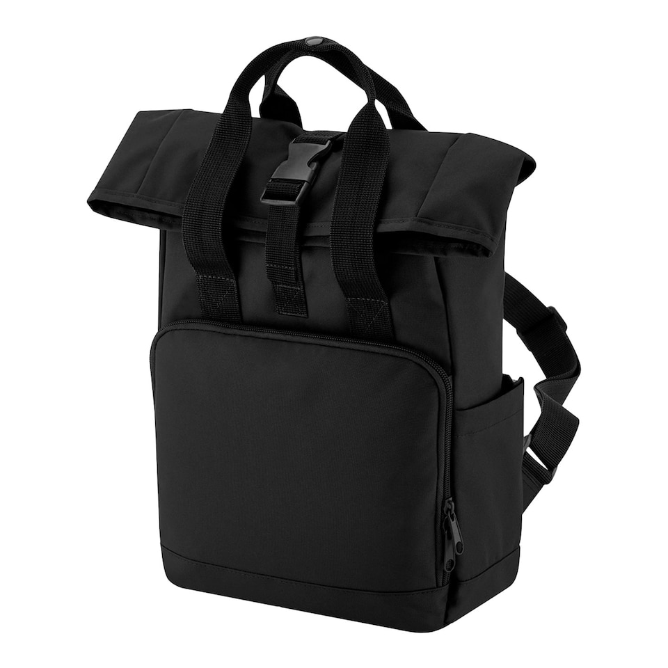 Bagbase Roll Top Recycled Twin Handle Backpack - Black - One Size