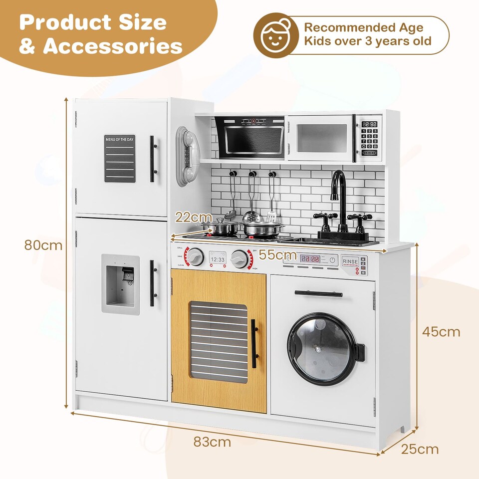 image 1 of COSTWAY Play Kitchen Toy Set Kitchen Playset Kids Chef Pretend Play Toy