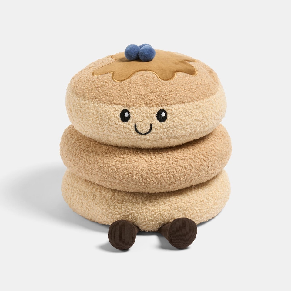 image 1 of OHS Sweetie Pie Filled Novelty Scatter Cushion Soft Fleece Toy Pillow | Brown | Maple the Pancake