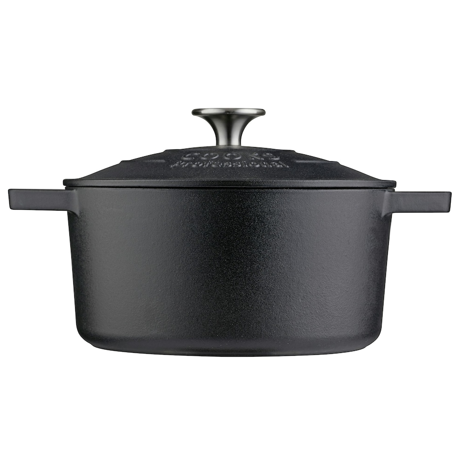 image 1 of Cooks Professional Cast Iron Casserole 20cm | 2.8L Capacity | Enamelled Inside and Out | Matte Black