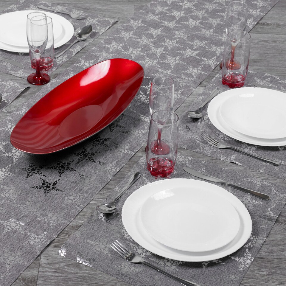 image 1 of 180cm Christmas Design Table Runner | Grey | 1