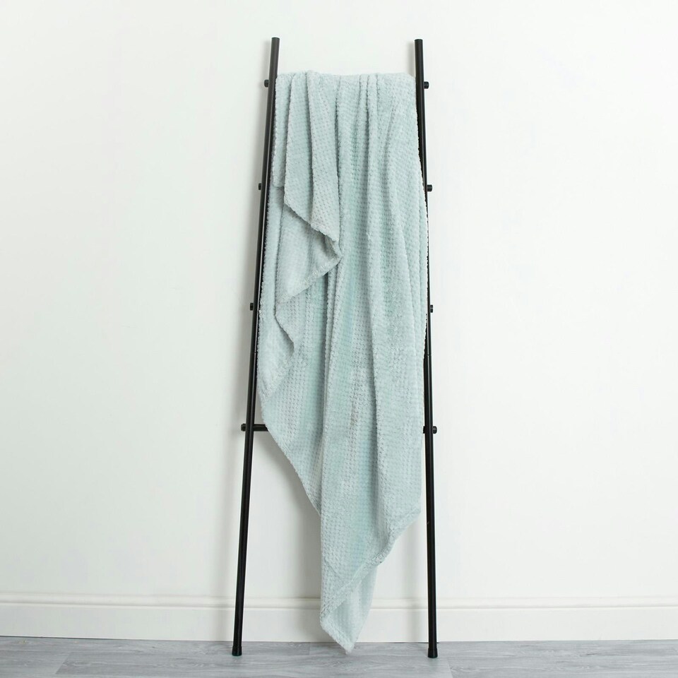 image 1 of OHS Luxury Waffle Mink Warm Blanket, 200x240cm - Duck Egg Blue