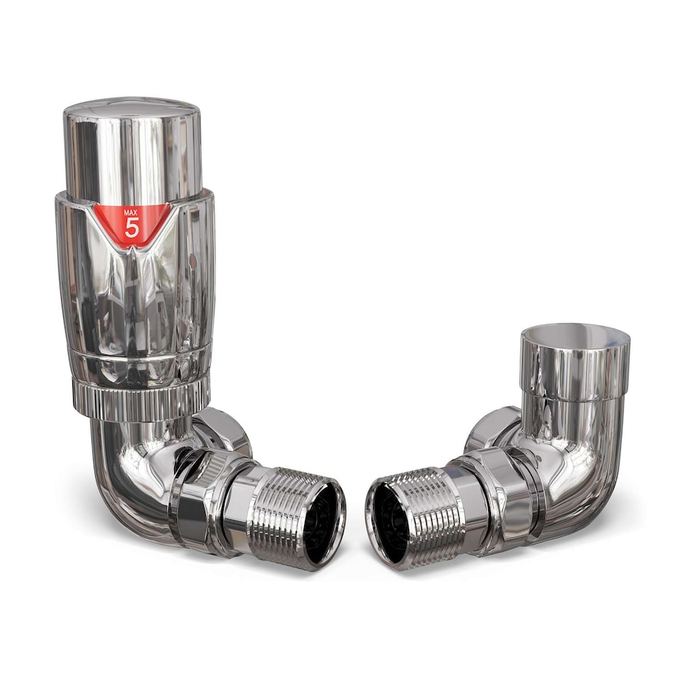 image 1 of Talus Flair - Chrome Thermostatic Radiator Valve & Lockshield Corner 10mm