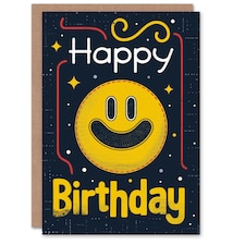 Smiley Face Retro Video Game Style Kids Child Birthday Card