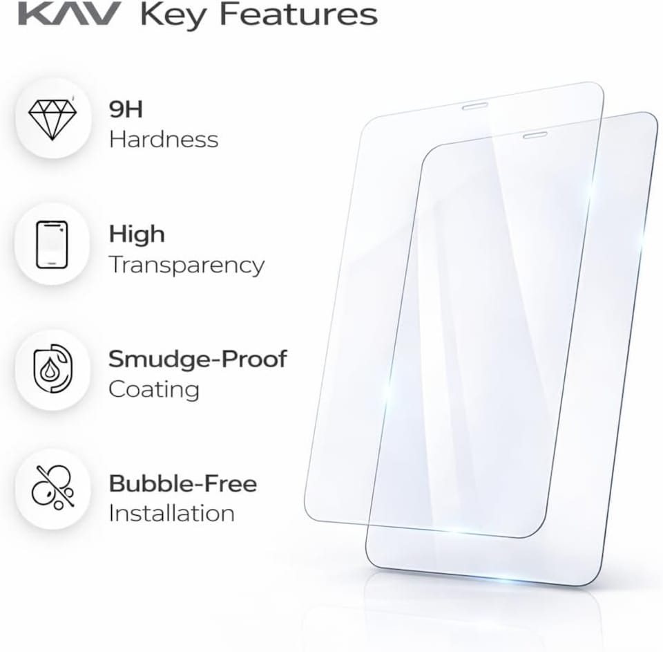 image 1 of KAV Tempered Glass for iPad A16 11th Gen 11 Inch 2025 and iPad 10th Gen 10.9 Inch 2022 High Transparency 9H Anti Scratch HD Clear Bubble Free Easy Install Screen Protector