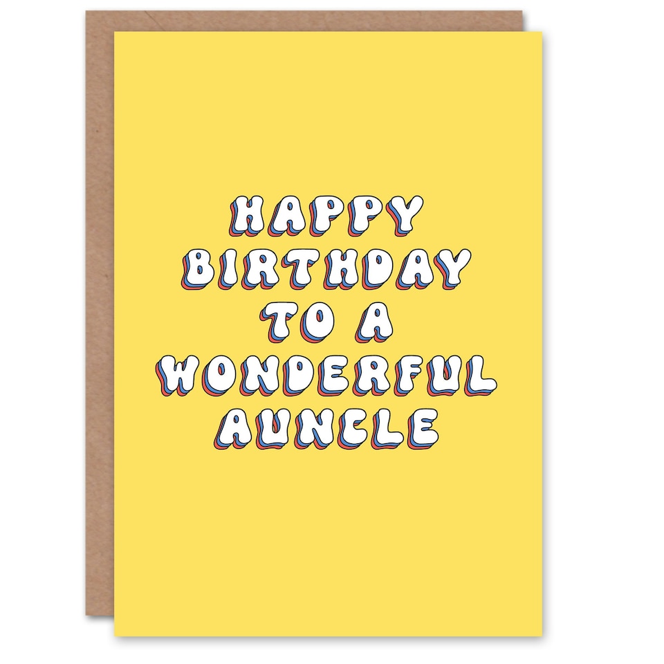 image 1 of Wonderful Auncle Bright Fun Hippie Letters Birthday Card