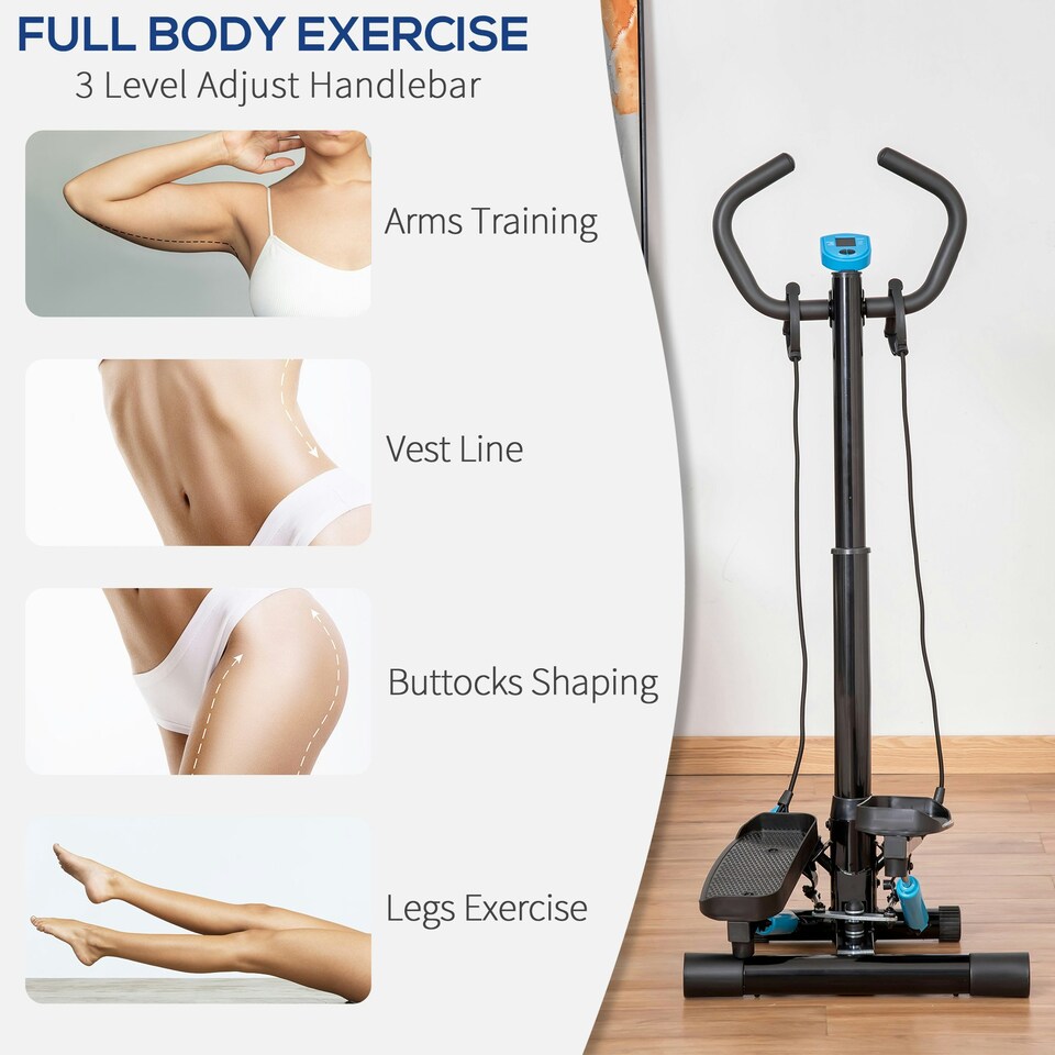 image 1 of HOMCOM Adjustable Twist Stepper Step Machine For Home Gym Aerobic Workout