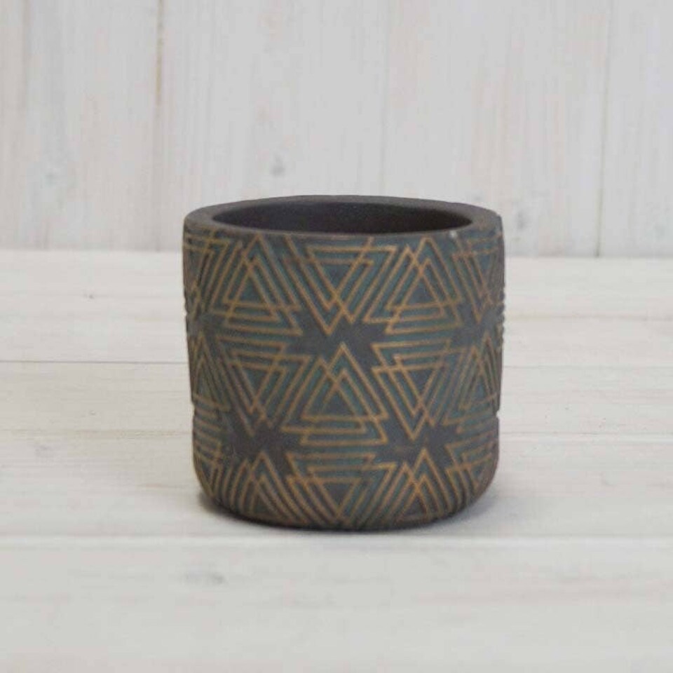 Triangle Snacks Satchville Grey/Gold Cement Triangle Grid Pot - Tesco Groceries