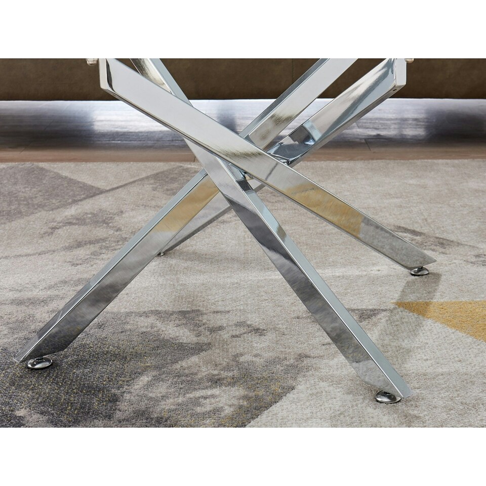 image 1 of Furniturebox Leonardo Coffee Table White Glass Marble Effect Top Silver Legs