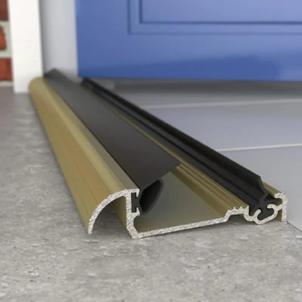 image 1 of Exitex Macclex 15/56 Aluminium Door Threshold Draught Excluder Cill for 56mm Doors, 914mm | Gold