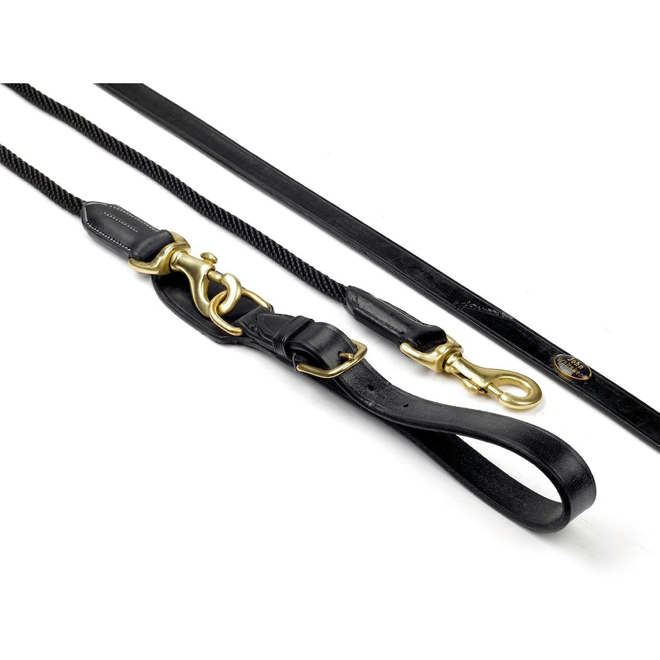 image 1 of Whitaker Quality Leather Draw Reins Rope - Black