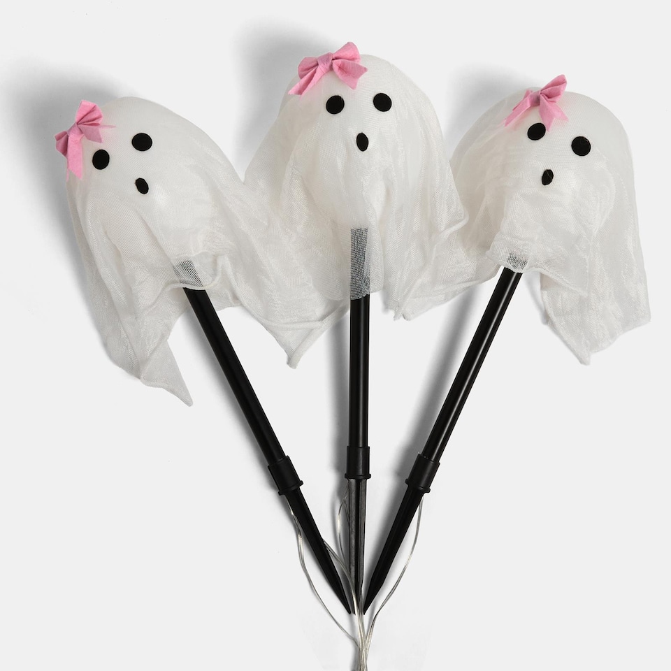 image 1 of OHS 3 Pack Halloween Illuminated Ghost Stake Lights Reusable Outdoor Garden Pathway Markers