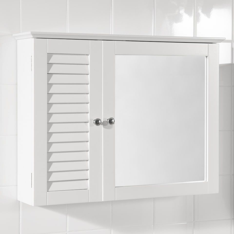 image 1 of SoBuy Bathroom Cabinet with Mirror, White, 25.6x5.9x19.3 inches, 8.45 kg - BZR55-W