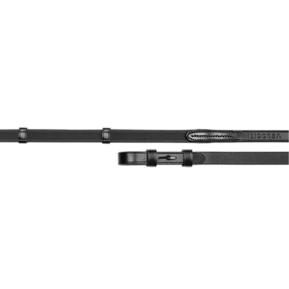Velociti Lusso Continental Horse Rubber Reins - Black - 54in