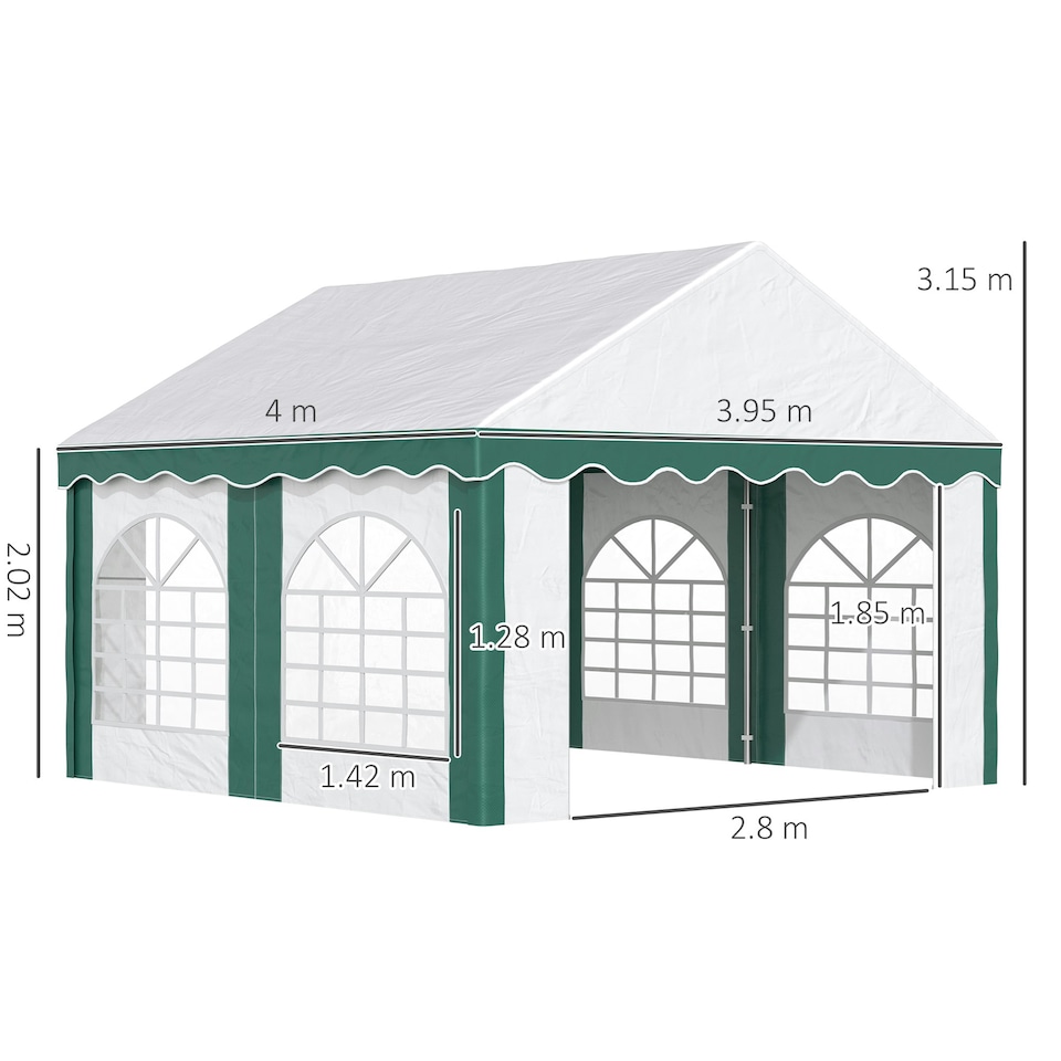 image 1 of Outsunny 4 x 4m Marquee Gazebo, Party Tent with Sides and Double Doors