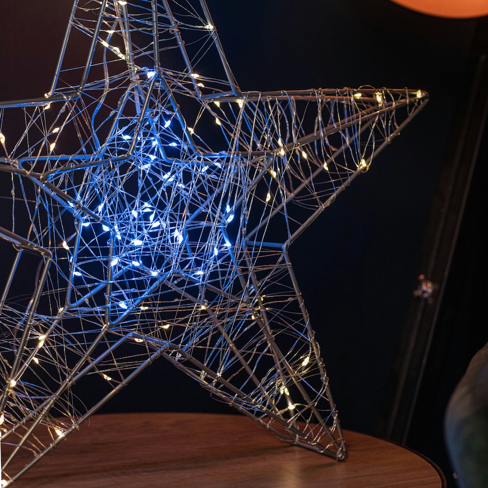 image 1 of 55cm Light up Double Star Silhouette Christmas Decoration with 240 Cool & Warm White LEDs