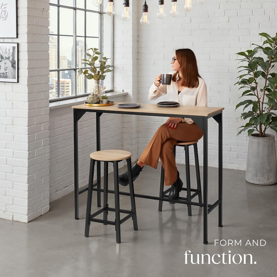 image 1 of 2 Bar stools Corby | Brown | industrial wood light, oak Sonoma | 32 x 32 x 66 cm | 2