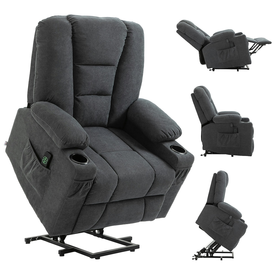 image 1 of HOMCOM Riser and Recliner Chair w/ Remote, Lift Chair for Elderly, Charcoal Grey Grey | None