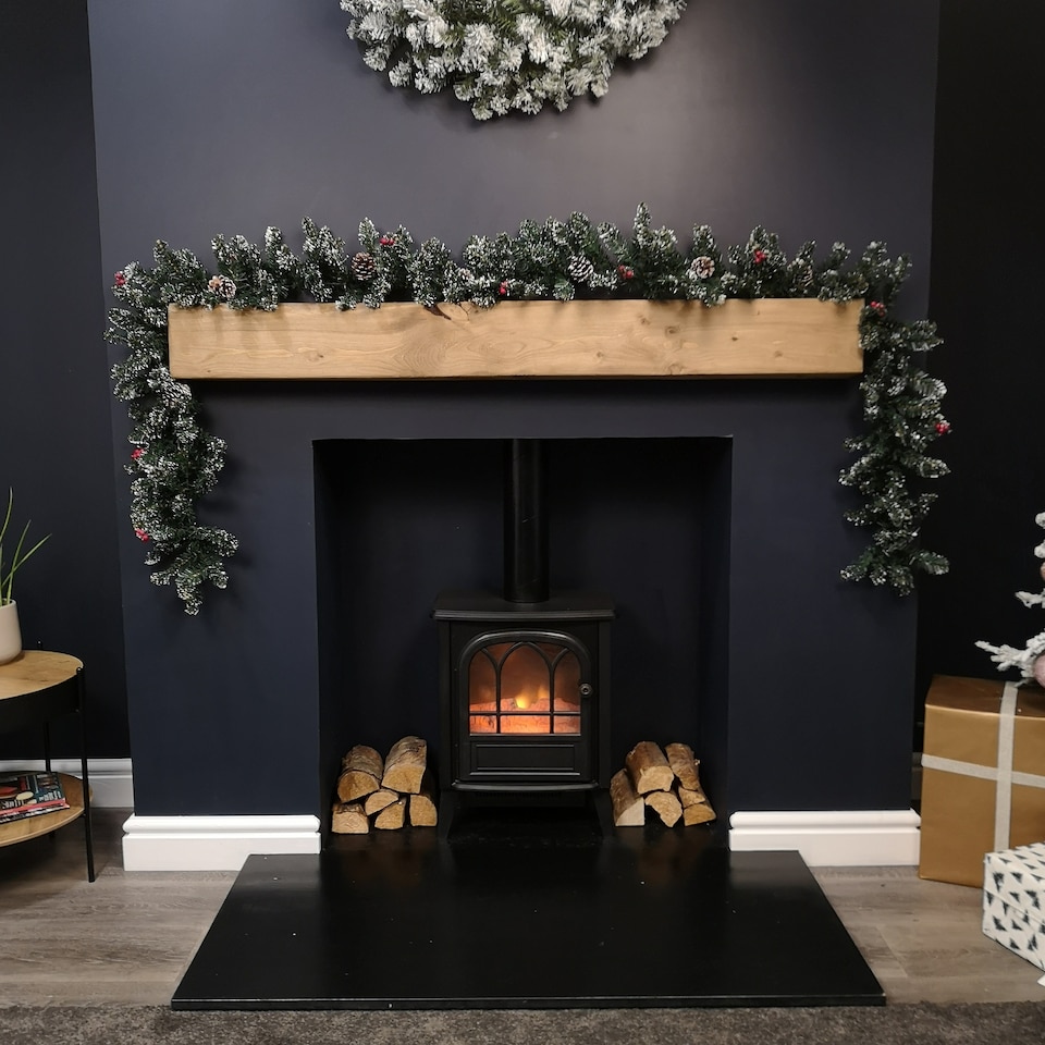 image 1 of 2.7m Green Christmas Garland with Pine Cones and Red Berries