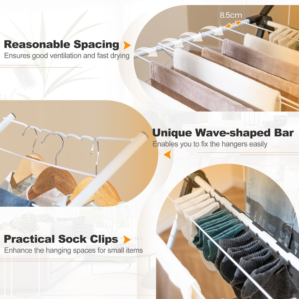 image 1 of COSTWAY Foldable Clothes Drying Rack 2 level Laundry Drying Rack