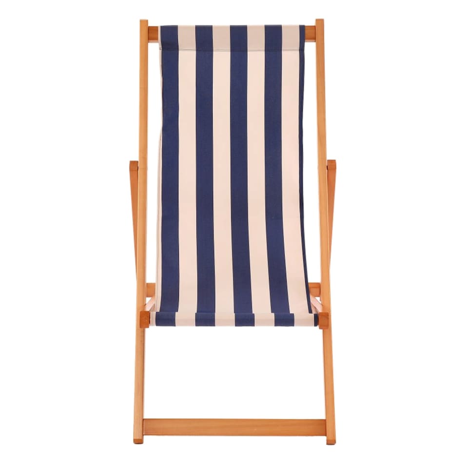 image 1 of Traditional Folding Hardwood Garden Beach Deck Chairs Deckchairs | Blue