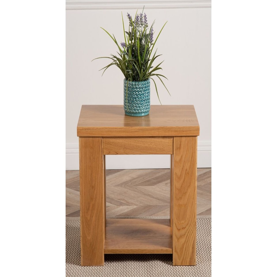 image 1 of Solid Oak Lamp Table for Living Room | Brown | Light Oak