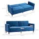 image 3 of HOMCOM Convertible Sofa Bed, 189cm Click Clack 3 Seater Sofa Bed, Button Tufted Velvet Sleeper Couch with Split Reclining Backrest and Rubber Wood Legs, Blue